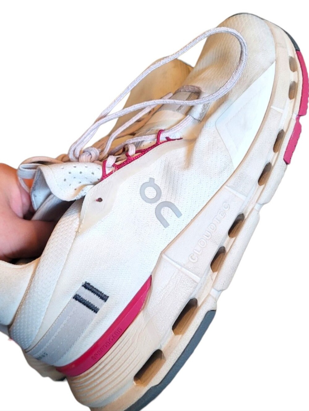 On Running Cloudnova 2 Women's White Athletic Shoes with Pink Accents Size US 9